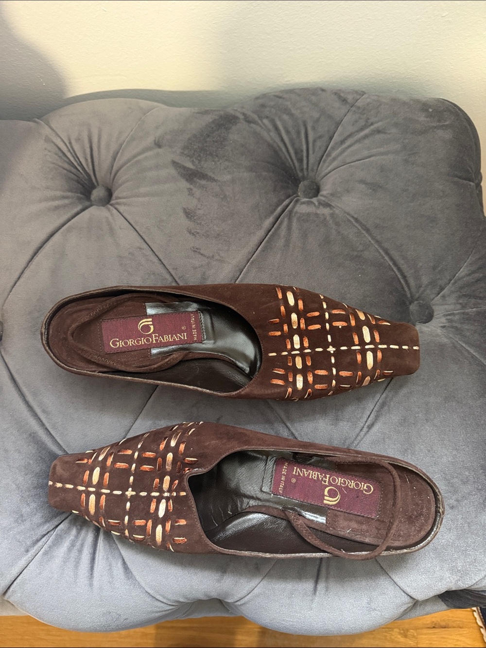 Brown Suede Pointed Toe Sling backs